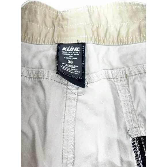Kuhl Cargo Shorts Men 36 X 12 Tan Patina  Cotton/Nylon Light Hiking Gorpcore GUC - Picture 8 of 10